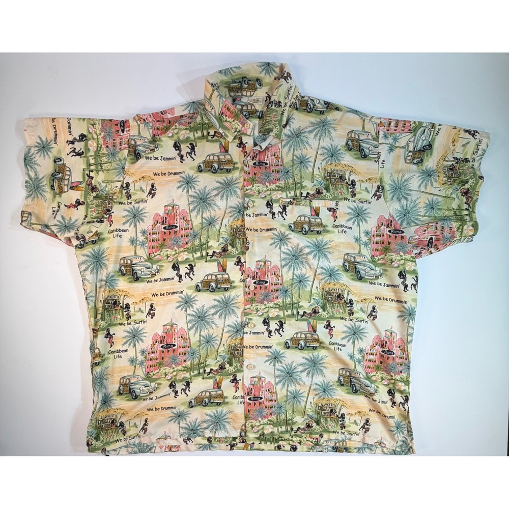 Rima Beachworld Mens XXL Caribbean Life Tropical Hawaiian Shirt Woody Car Print